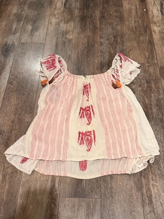 Free People Tops - Free People Cream Tank with Pink Embroidered Detail